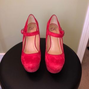 Red Suede Heels w/ Strap!